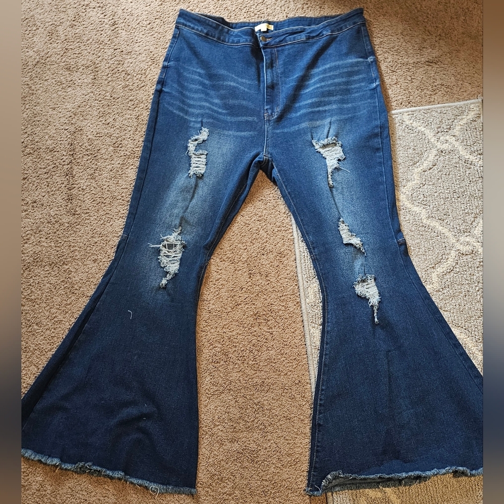 Lucky and blessed plus size bell bottom flare legged jeans